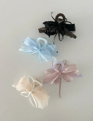 Chiffon double large ribbon hair clip large updo hair clip