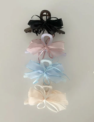 Chiffon double large ribbon hair clip large updo hair clip