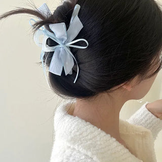 Chiffon double large ribbon hair clip large updo hair clip