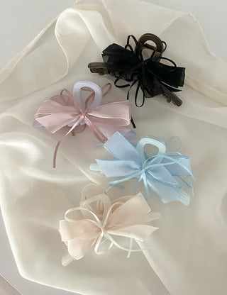Chiffon double large ribbon hair clip large updo hair clip