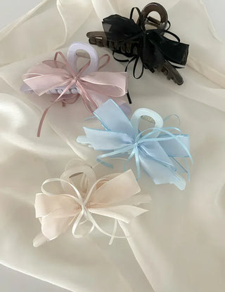 Chiffon double large ribbon hair clip large updo hair clip