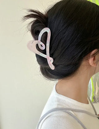 Cellulose marble drawing heart hair clip updo