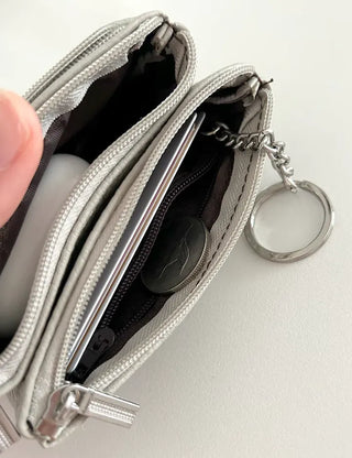 New Three-fold Cowhide Card Wallet Mini Pouch Keyring