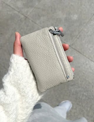 New Three-fold Cowhide Card Wallet Mini Pouch Keyring