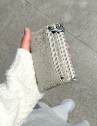 New Three-fold Cowhide Card Wallet Mini Pouch Keyring