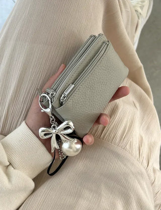 New Three-fold Cowhide Card Wallet Mini Pouch Keyring