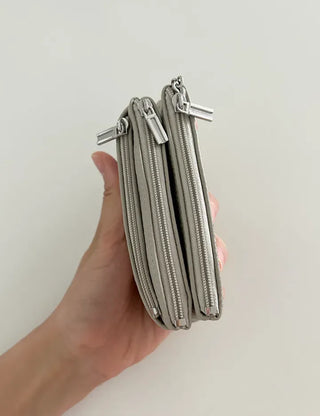 New Three-fold Cowhide Card Wallet Mini Pouch Keyring