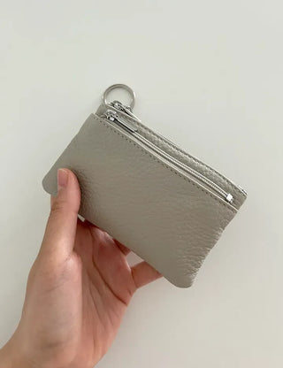 New Three-fold Cowhide Card Wallet Mini Pouch Keyring