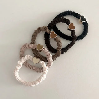 Autumn Heart Satin Hair Tie Elastic Band Set Hair Tie