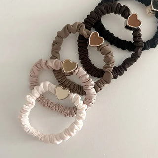 Autumn Heart Satin Hair Tie Elastic Band Set Hair Tie
