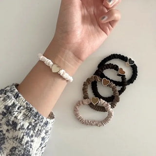 Autumn Heart Satin Hair Tie Elastic Band Set Hair Tie