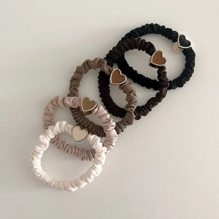 Autumn Heart Satin Hair Tie Elastic Band Set Hair Tie