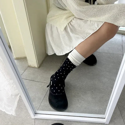 Polka Dot Color Block Women's Long Fashion Knee Socks