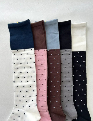Polka Dot Color Block Women's Long Fashion Knee Socks