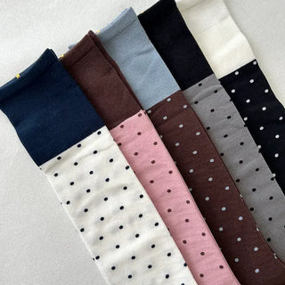 Polka Dot Color Block Women's Long Fashion Knee Socks