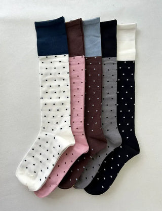 Polka Dot Color Block Women's Long Fashion Knee Socks