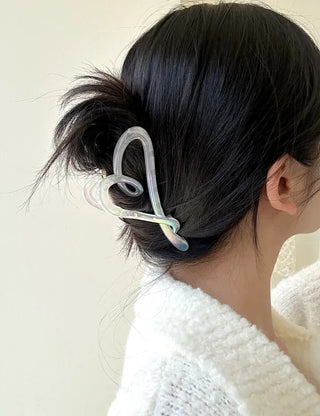 Aurora transparent drawing heart hair clip updo