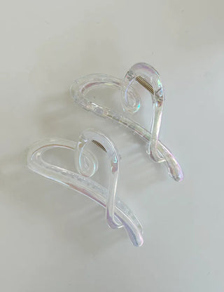 Aurora transparent drawing heart hair clip updo