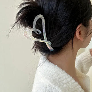 Aurora transparent drawing heart hair clip updo