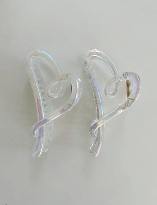 Aurora transparent drawing heart hair clip updo