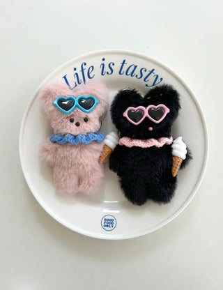 Sunglasses Rabbit Doll Keyring Summer Keyholder Bag Charm