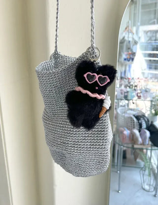 Sunglasses Rabbit Doll Keyring Summer Keyholder Bag Charm