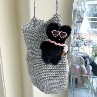 Sunglasses Rabbit Doll Keyring Summer Keyholder Bag Charm