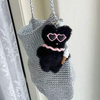 Sunglasses Rabbit Doll Keyring Summer Keyholder Bag Charm