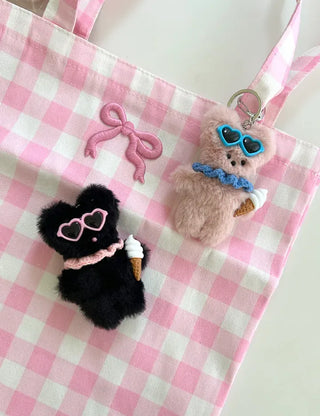 Sunglasses Rabbit Doll Keyring Summer Keyholder Bag Charm