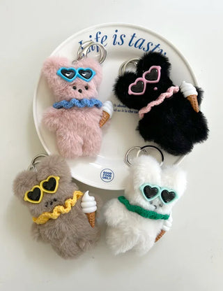 Sunglasses Rabbit Doll Keyring Summer Keyholder Bag Charm
