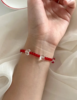 Transparent Heart Bead Bracelet Handmade Summer Jewelry