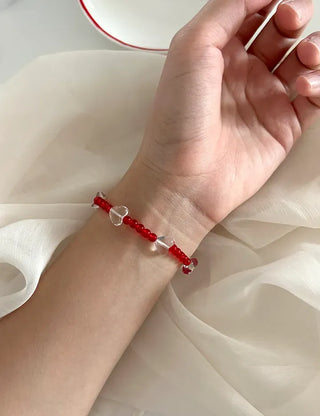 Transparent Heart Bead Bracelet Handmade Summer Jewelry