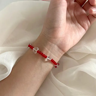 Transparent Heart Bead Bracelet Handmade Summer Jewelry