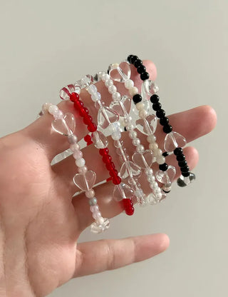 Transparent Heart Bead Bracelet Handmade Summer Jewelry