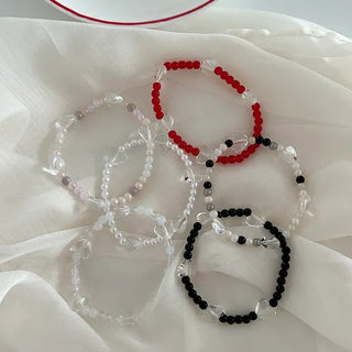 Transparent Heart Bead Bracelet Handmade Summer Jewelry