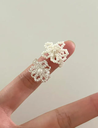 Beaded Flower Ring Pearl Cotton Bloom Spring Resort Look