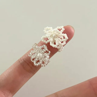 Beaded Flower Ring Pearl Cotton Bloom Spring Resort Look