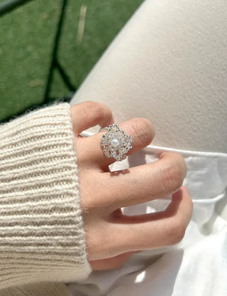 Beaded Flower Ring Pearl Cotton Bloom Spring Resort Look