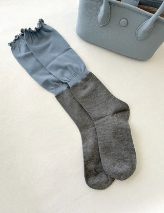 Frill Half-and-Half Knee Socks Spring/Summer Women's Fashion Socks