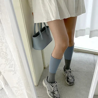 Frill Half-and-Half Knee Socks Spring/Summer Women's Fashion Socks