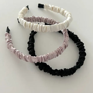 Pleated satin headband, thin hairband, daily