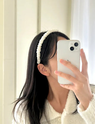 Pleated satin headband, thin hairband, daily