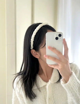Pleated satin headband, thin hairband, daily
