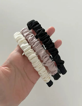 Pleated satin headband, thin hairband, daily