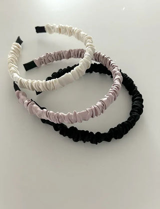 Pleated satin headband, thin hairband, daily