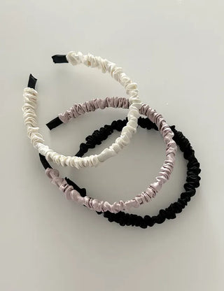 Pleated satin headband, thin hairband, daily