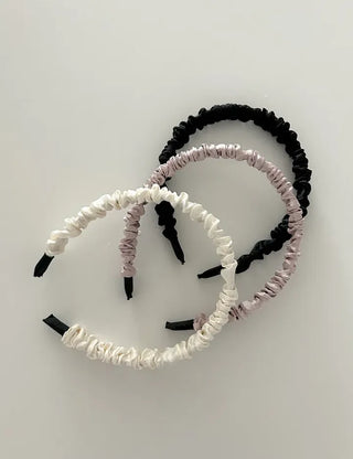 Pleated satin headband, thin hairband, daily