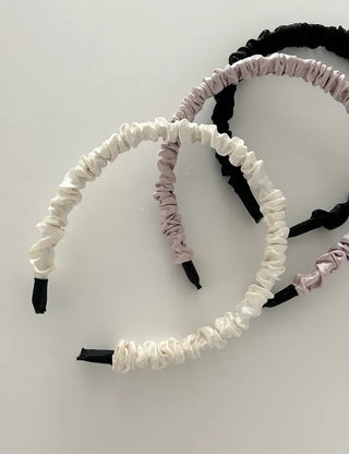 Pleated satin headband, thin hairband, daily