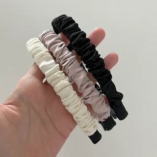 Pleated satin headband, thin hairband, daily