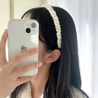 Pleated satin headband, thin hairband, daily
